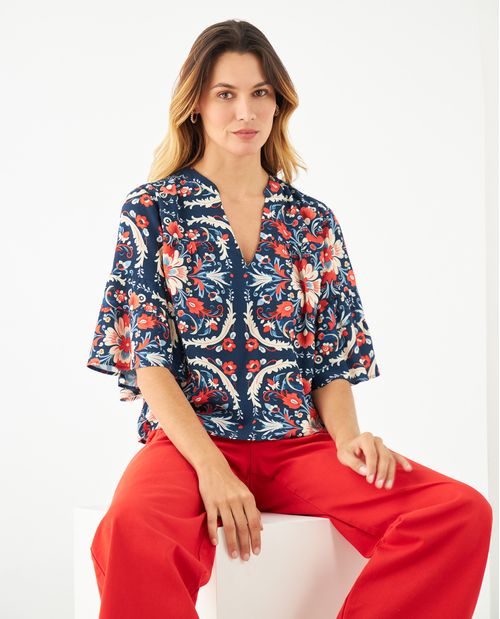 Camisa con escote en V para mujer