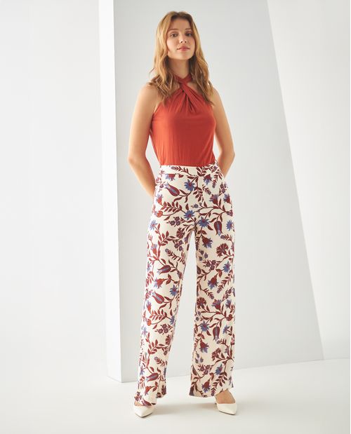 Pantalón clásico estampado para mujer