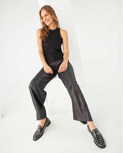 Pantalón con efecto brillo para mujer