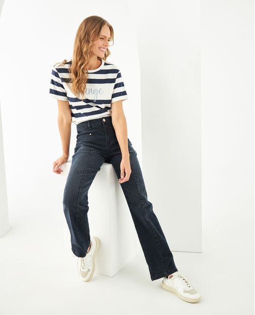 Jean Stright fit cuatro bolsillos para mujer