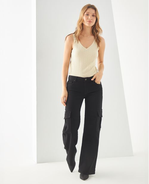 Jean Wide Leg cargo para mujer