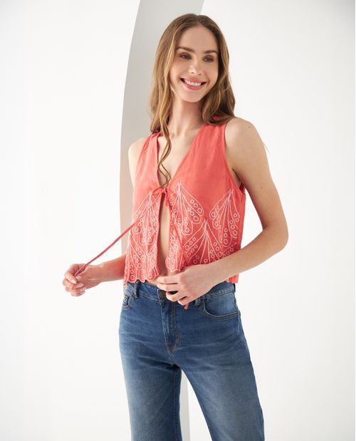 Camisa con escote en V para mujer