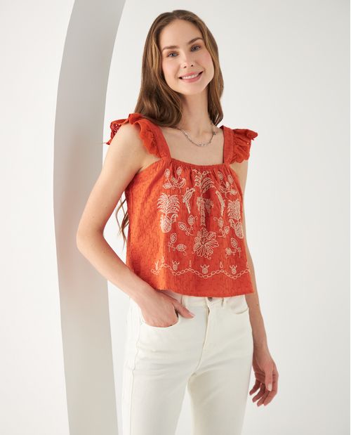 Camisa con detalles bordados para mujer