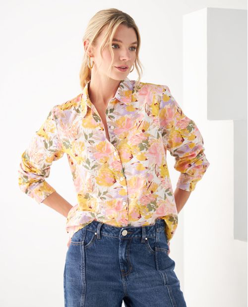 Camisa con estampado de flores para mujer