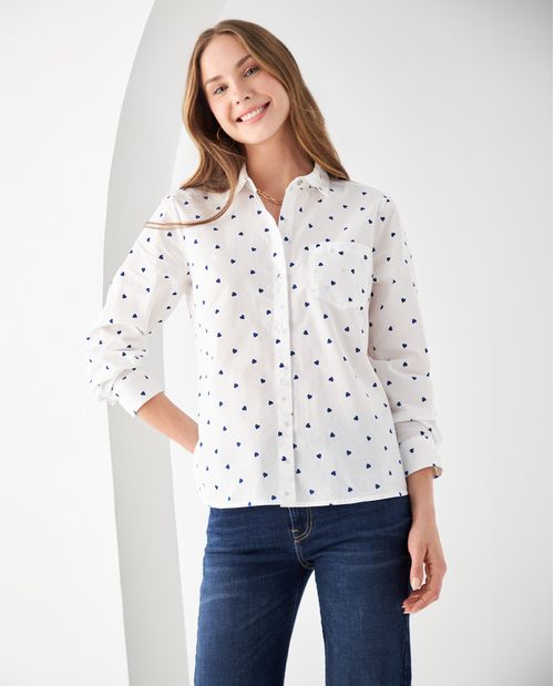 Camisa con mini corazones para mujer