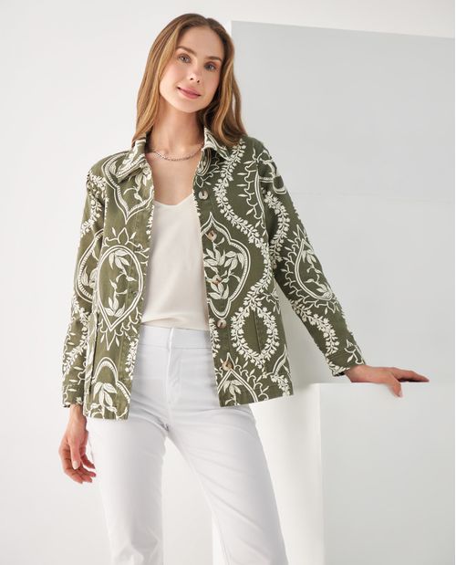 Chaqueta con estampado de flores para mujer