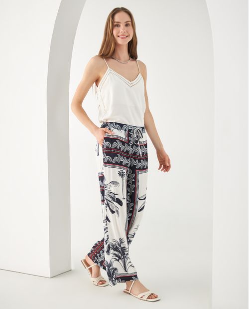 Pantalón con estampados arabescos para mujer