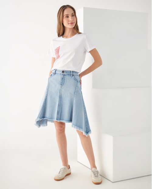 Falda corta en denim para mujer