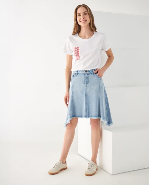 Falda corta en denim para mujer