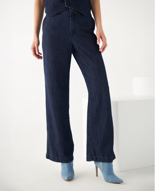 Jean Straight con bolsillos laterales para mujer