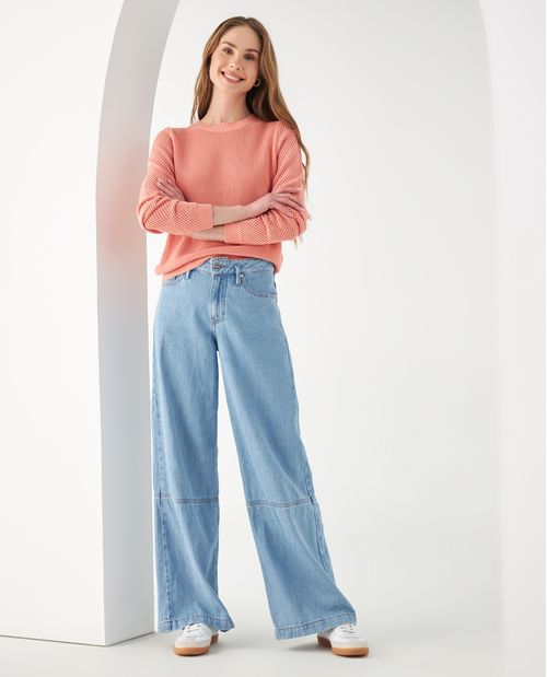 Jean Wide Leg tono claro para mujer