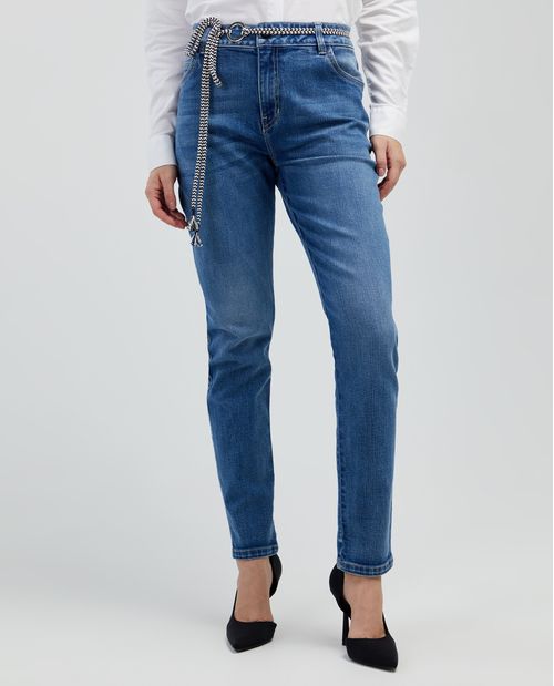 Jean skinny tono medio tiro medio bota ajustada para mujer