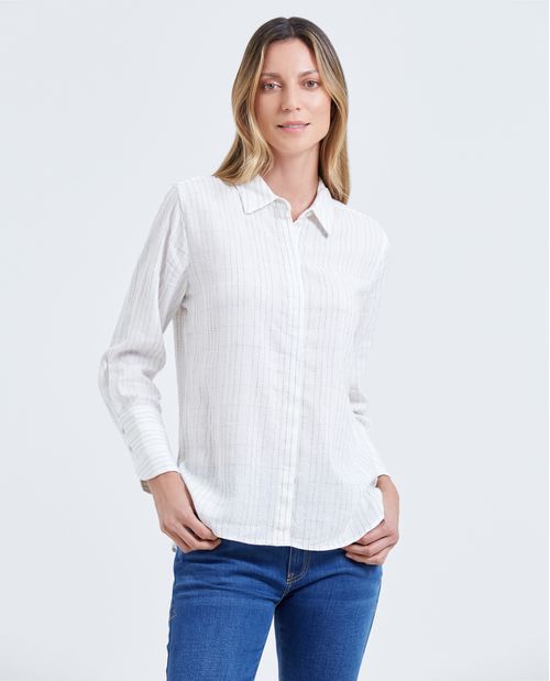 Camisa con bordado en espalda para mujer