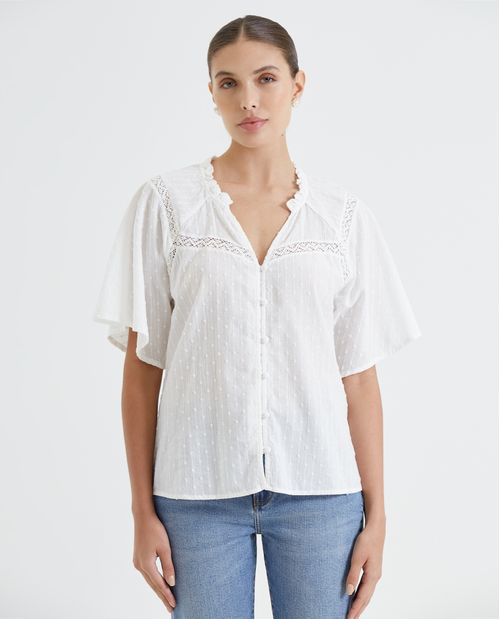 Camisa con detalles de encaje para mujer