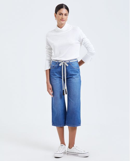 Jean Culotte con cinturón para mujer