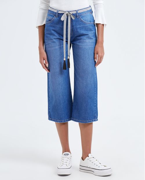 Jean Culotte con cinturón para mujer