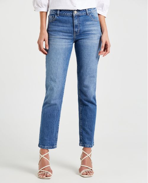 Jean Straight tiro medio para mujer