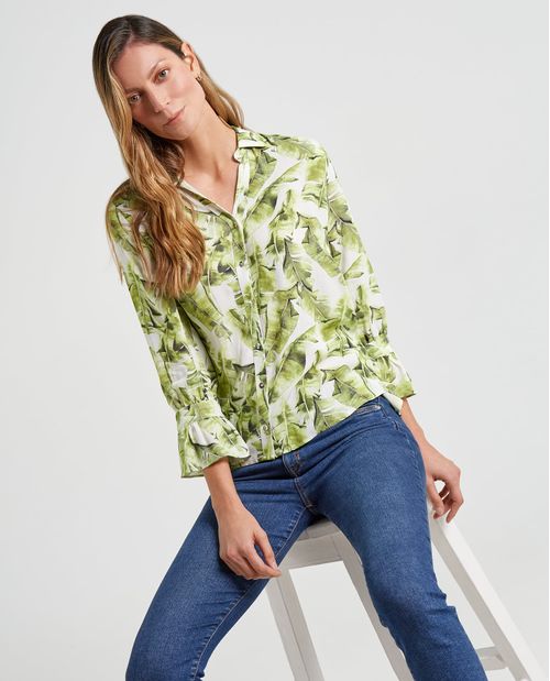 Camisa con anudado en puños para mujer
