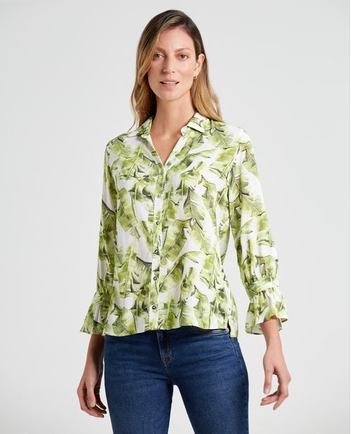Camisa con anudado en puños para mujer