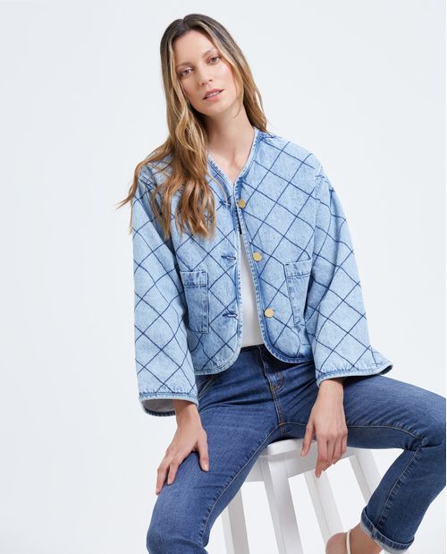 Chaqueta en denim bordada para mujer