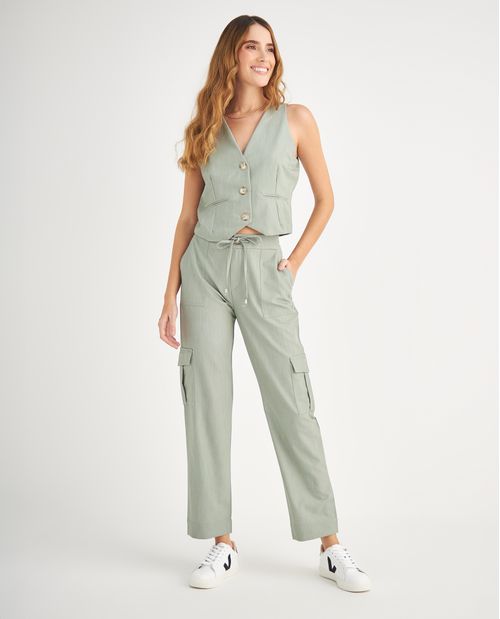 Pantalón con elástico en cintura para mujer