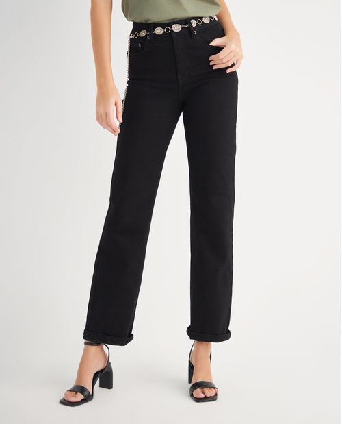 Jean Straight en black denim para mujer