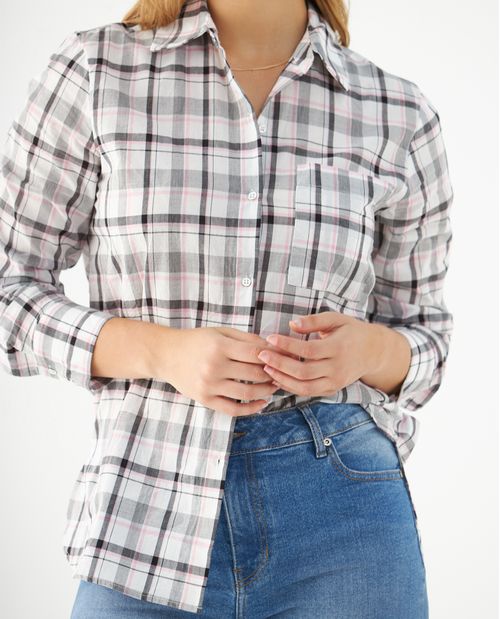 Camisa con diseño a cuadros para mujer