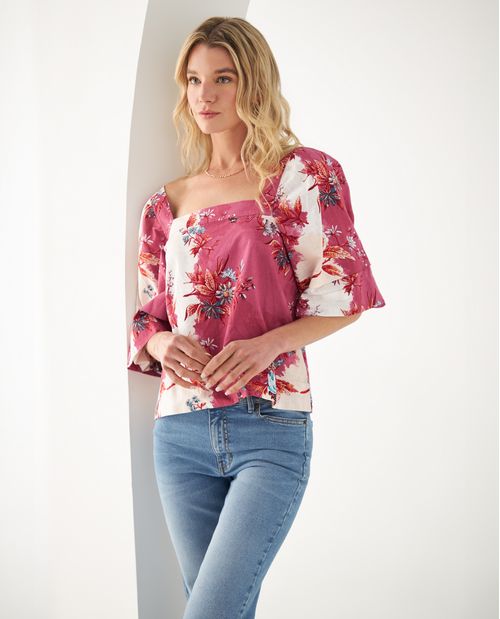 Camisa con escote recto para mujer