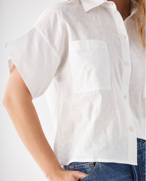 Camisa con bolsillos de parche para mujer