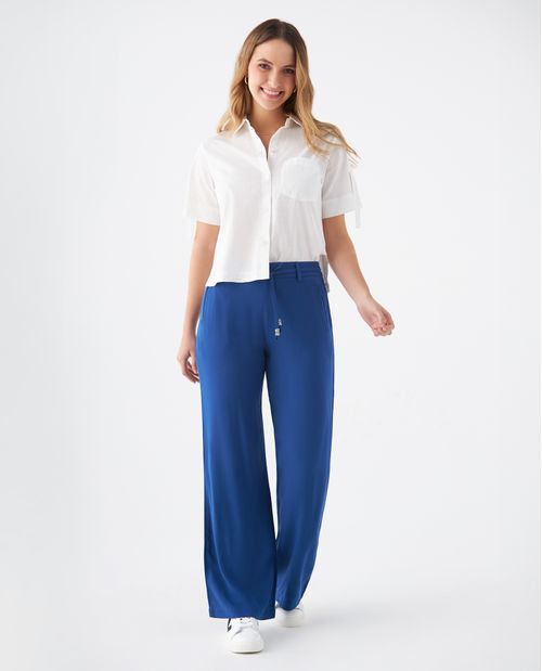 Pantalón de tela fluida para mujer