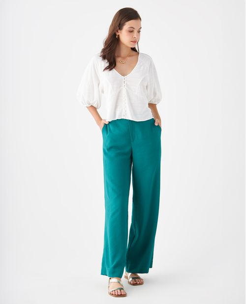 Pantalón de tela fluida para mujer