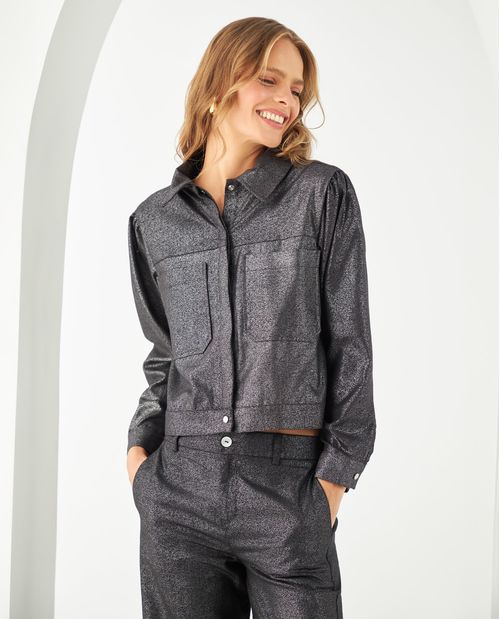 Chaqueta con efecto brillo para mujer
