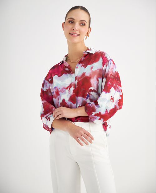 Camisa de tela fluida para mujer