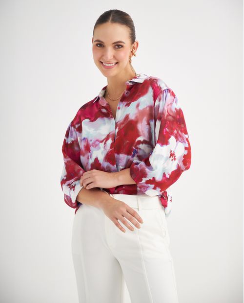 Camisa de tela fluida para mujer