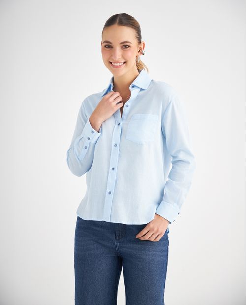 Camisa con bolsillo de parche para mujer