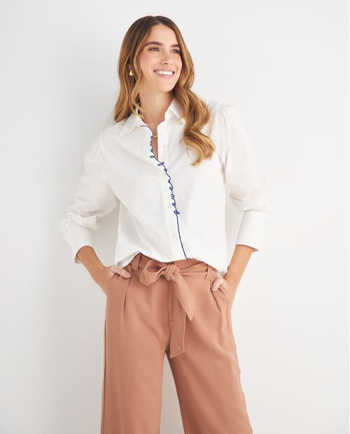 Camisa con perilla tejida para mujer