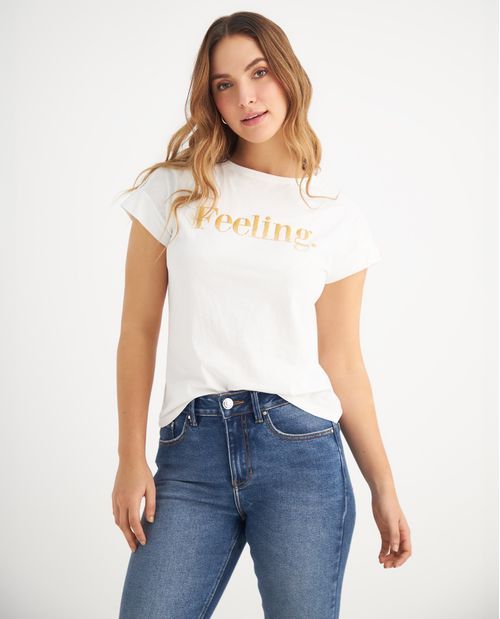 Camiseta estampada en frente para mujer