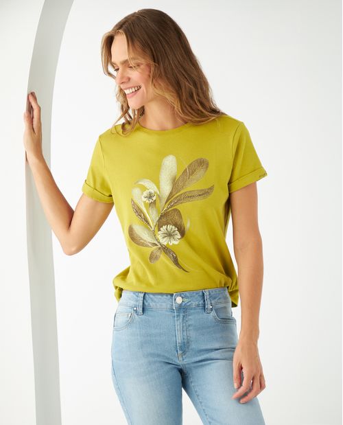 Camiseta con apliques decorativos para mujer