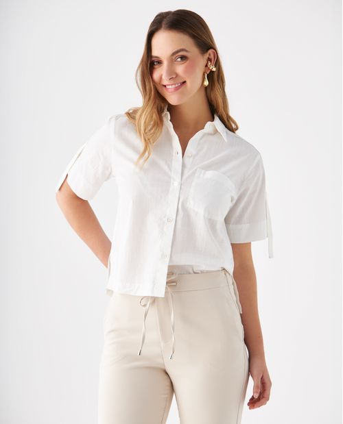 Camisa con bolsillo de parche para mujer