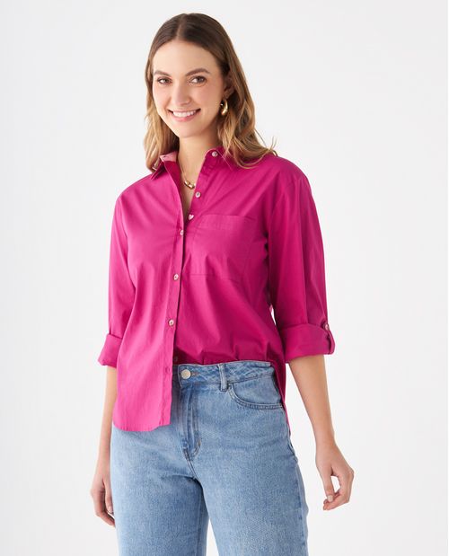 Camisa con bolsillo de parche para mujer