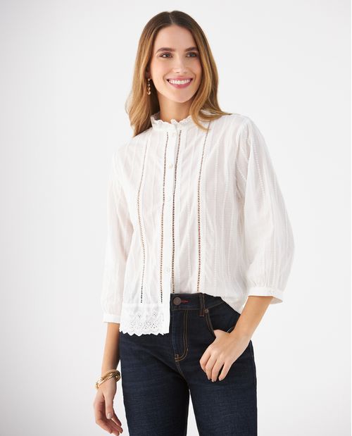 Camisa con detalles desagujados para mujer