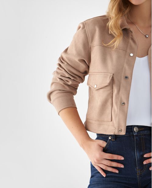 Chaqueta de largo pretinero para mujer