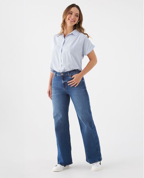 Jean Wide Leg tono medio para mujer