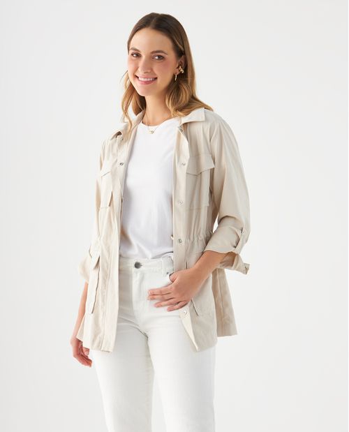 Chaqueta con bolsillos de tapa para mujer