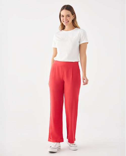 Pantalón de tela fluida para mujer