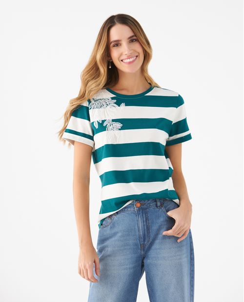 Camiseta con aplique bordado para mujer