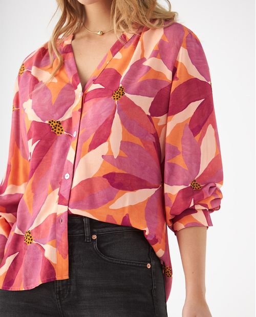 Camisa con estampado tropical para mujer