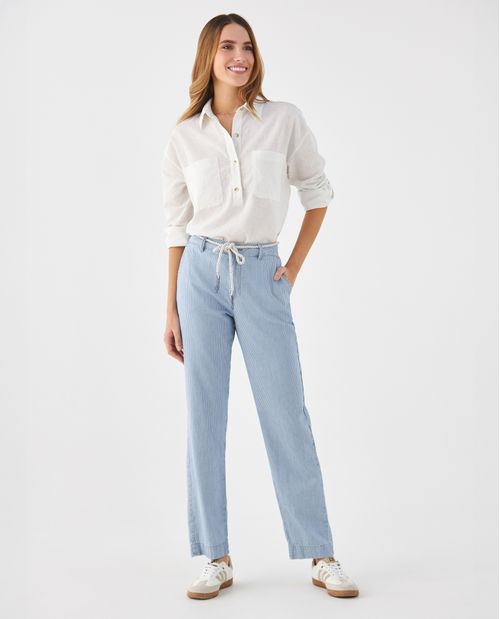 Jean Straight con diseño a rayas para mujer