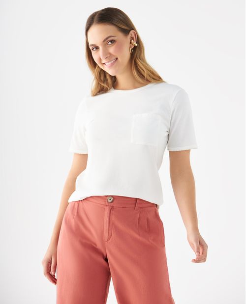 Camiseta con bolsillo en frente para mujer