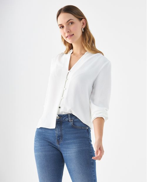 Camisa de tela fluida para mujer